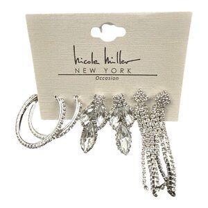 Nicole Miller Occasion Glitz & Glam 3-Set Hoop Earrings
